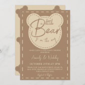 リトルテディベアモダンニュートラルベビーシャワー 招待状 (正面/裏面)