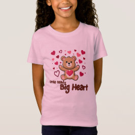 "リトルテディ・ビッグハート" かわいいくまの女の子用Tシャツ Tシャツ