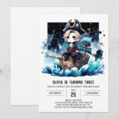 リトルテンプレート海賊誕生日 招待状 (正面/裏面)