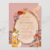 リトルディアガールウッドランドベビーシャワー 招待状 (正面/裏面)