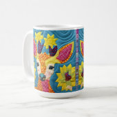 リトルディアキルトのようなデザイン コーヒーマグカップ (正面左)