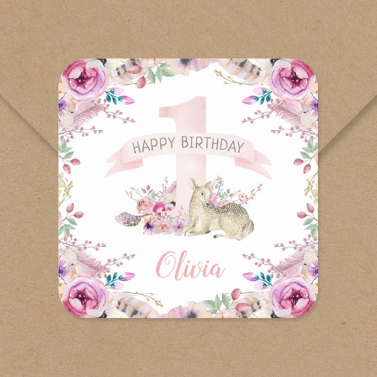 リトルディアファースト誕生日パパーソナライズされたーティ スクエアシール