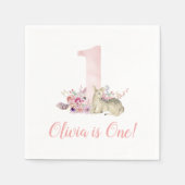 リトルディアファースト誕生日パパーソナライズされたーティ スタンダードカクテルナプキン (正面)