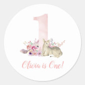 リトルディアファースト誕生日パパーソナライズされたーティ ラウンドシール (正面)