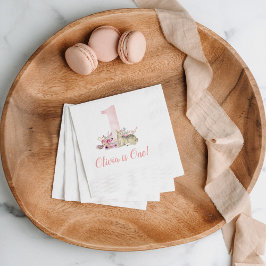 リトルディアファースト誕生日パパーソナライズされたーティ 縁ありカクテルナプキン