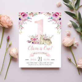 リトルディアファースト誕生日パーティフォト招待状 インビテーションポストカード