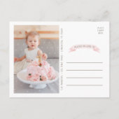 リトルディアファースト誕生日パーティフォト招待状 インビテーションポストカード (裏面)