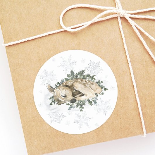 リトルディアブルーグリーンウィンターベイビーシャワー ラウンドシール