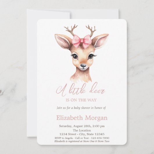 リトルディアボウ水玉模様水彩赤ちゃんシャワー 招待状 (正面)