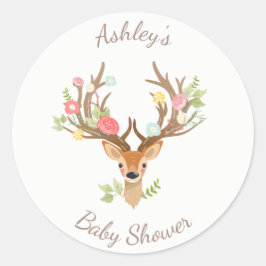 リトルディアメッセージカードステッカーウッドランド〔雄ジカの〕枝角 ラウンドシール