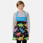 リトルディノカラフルスの名前 エプロン (着用した状態)