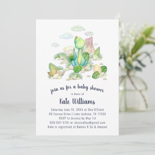 リトルディノザウルベビーシャワー招待状 招待状 (スタンド正面)