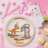 リトルディノドラゴン | フォトビッグナンバー1回目の誕生日 ペーパープレート (パーティー)