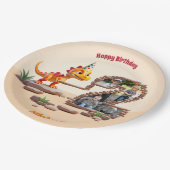 リトルディノドラゴン | フォトビッグナンバー2回目の誕生日 ペーパープレート (アングル)