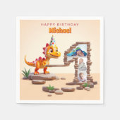 リトルディノドラゴン | 誕生日1回目のフォトビッグナンバー スタンダードカクテルナプキン (正面)