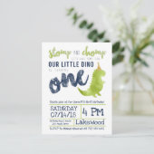 リトルディノファースト誕生日恐竜テーマボーイネイビー ポストカード (スタンド正面)