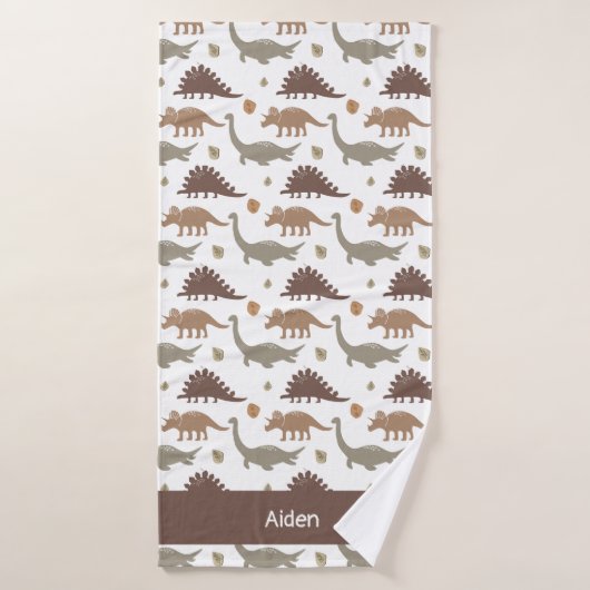 リトルディノペルソナライズドキッズ バスタオル (バスタオル)