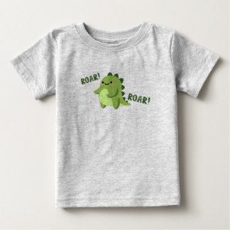 「リトルディノ喜び：かわいいグリーンベビーティー」 ベビーTシャツ