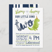 リトルディノ2nd誕生日の恐竜テーマボーイネイビー ポストカード (正面/裏面)