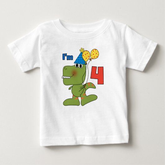 リトルディノ4th誕生日Tシャツとギフト ベビーTシャツ (正面)