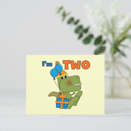 リトルディノ 2歳の誕生日Tシャツとギフト ポストカード (スタンド正面)
