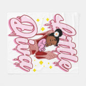 リトルディバメラニンベビーブラックガール魔法ガールズ フリースブランケット (正面(横))