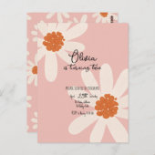 リトルデイジーテーマガール誕生日招待状 ポストカード (正面/裏面)