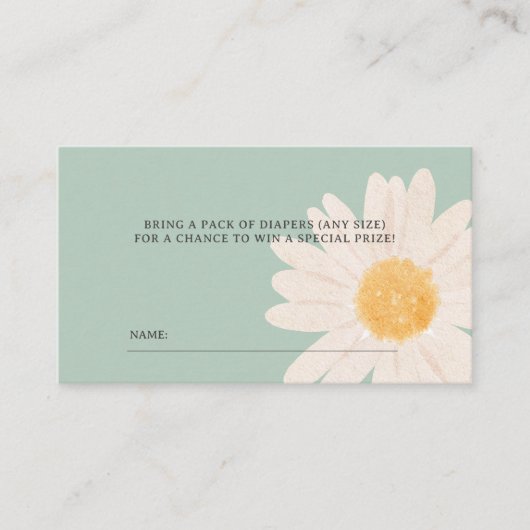 リトルデイジーベビーシャワーおむつラッフルチケット プレイスカード (正面)
