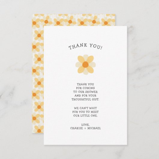 リトルデイジー赤ちゃんシャワーありがとう サンキューカード (正面/裏面)