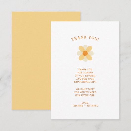 リトルデイジー赤ちゃんシャワーありがとう サンキューカード (正面/裏面)