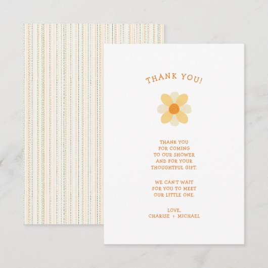 リトルデイジー赤ちゃんシャワーありがとう サンキューカード (正面/裏面)