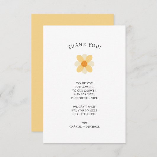 リトルデイジー赤ちゃんシャワーありがとう サンキューカード (正面/裏面)