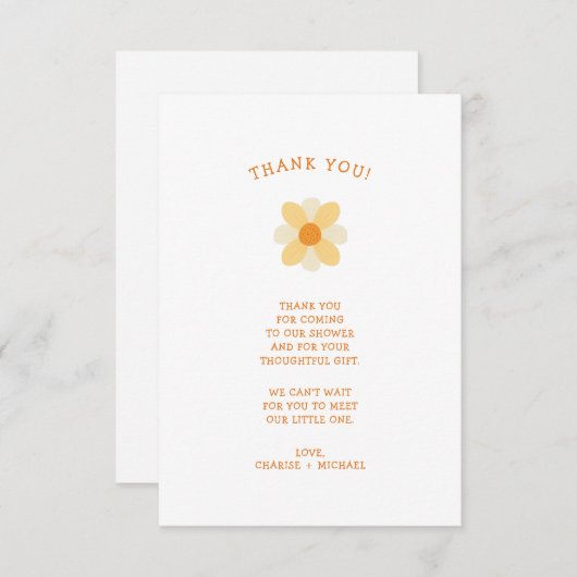 リトルデイジー赤ちゃんシャワーありがとう サンキューカード (正面/裏面)