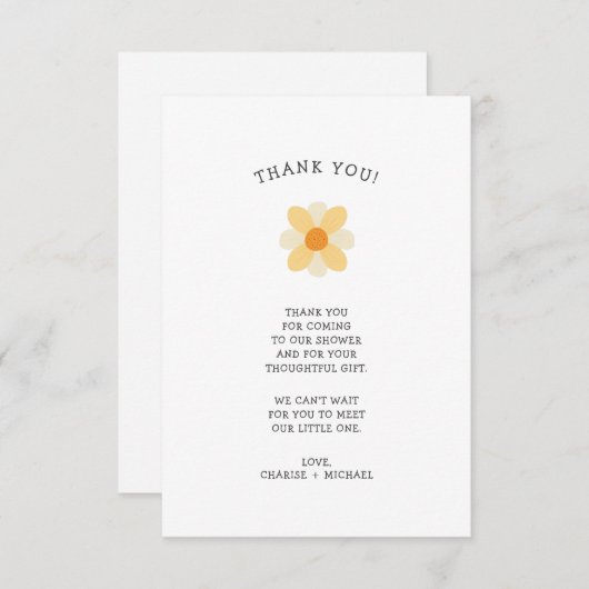 リトルデイジー赤ちゃんシャワーありがとう サンキューカード (正面/裏面)