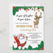 リトルトインデアサンタクリスマスホリデイ誕生日 招待状 (正面)