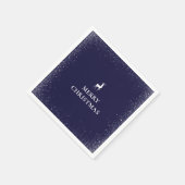 リトルトインデアシンプルーの雪の結晶クリスマスネイビー スタンダードカクテルナプキン (角)