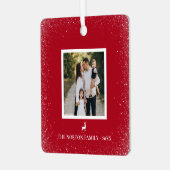 リトルトナイシンプルア雪の結晶フォトレッド メタルオーナメント (正面左)