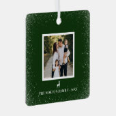 リトルトナカイシンプルの雪の結晶フォトグリーン メタルオーナメント (正面右)