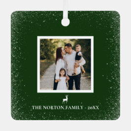 リトルトナカイシンプルの雪の結晶フォトグリーン メタルオーナメント