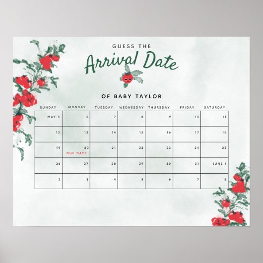 リトルトマ素朴トガール赤ちゃんシャワー推定日 ポスター (正面)