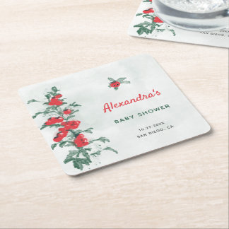 リトルトマ素朴トシックな水の色ベビーシャワー スクエアペーパーコースター