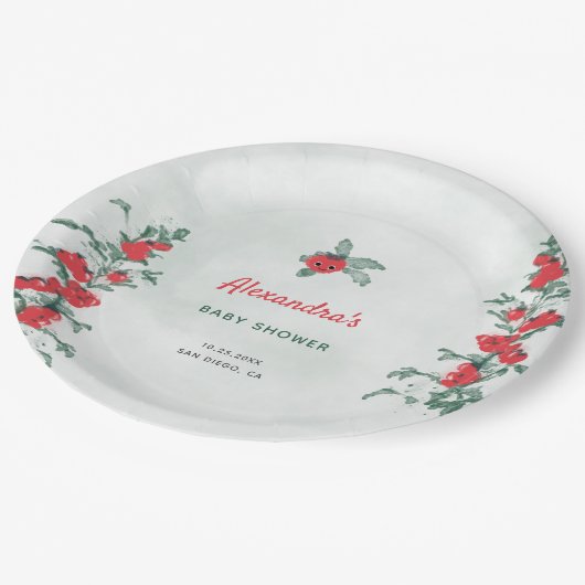 リトルトマ素朴トシックな水の色ベビーシャワー ペーパープレート (アングル)