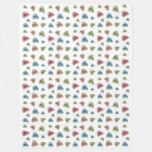 リトルトラクターフリースブランケット、ホワイト フリースブランケット (正面)