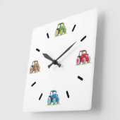 リトルトラクター、白アクリル壁時計 スクエア壁時計 (傾斜)