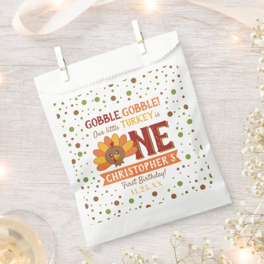 リトルトルコ秋感謝祭1st誕生日 フェイバーバッグ (クリップ留めされた状態)