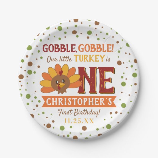 リトルトルコ秋感謝祭1st誕生日 ペーパープレート (正面)