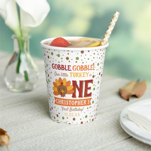 リトルトルコ秋感謝祭1st誕生日 紙コップ (インサイチュ)