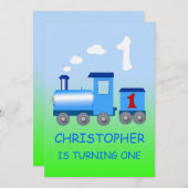 リトルトレイン1日パーティの招待状 招待状 (正面/裏面)