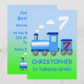 リトルトレイン7th誕生日パーティーの招待 招待状 (正面/裏面)