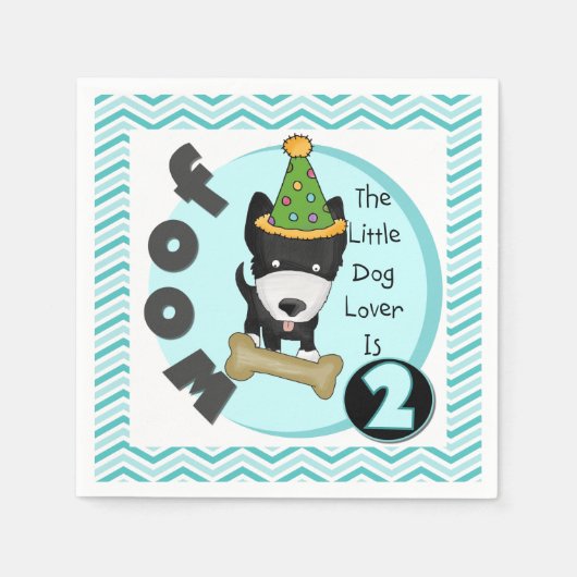 リトルドッグ恋人2nd誕生日紙ナプキンス スタンダードカクテルナプキン (正面)